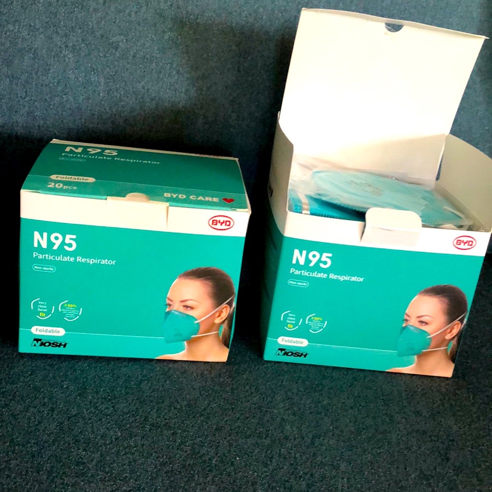 BYD Care N95 Foldable Particulate Respirator Masks. 36 masks total.